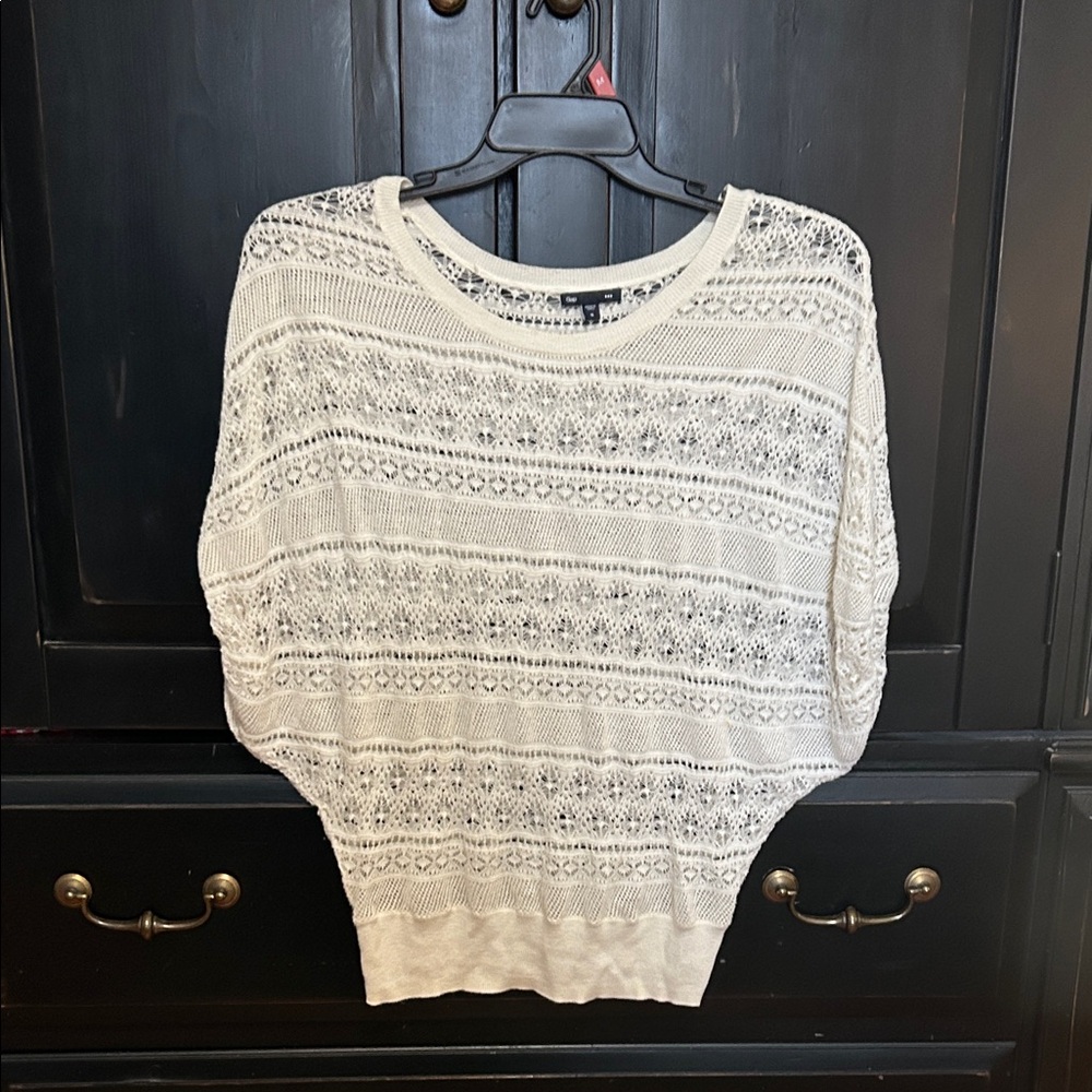 GAP Cream Textured Boho Dolman Crew Neck Sweater